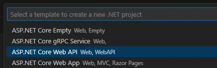 Create .NET project in VS Code